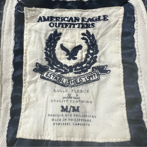 Vintage American Eagle Fleece Pullover Hoodie Blue Y2K Distressed Grunge Size M - Picture 6 of 9